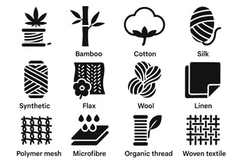 Strand silk polymer icon sheet bio fiber thread vector linen woven fabric
