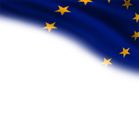 White background with the European flag in the upper right corner