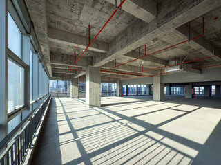 Expansive Open Commercial Space with Natural Light and Concrete Aesthetic