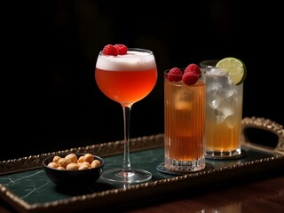 Elegant Craft Cocktails with Garnish Professional Bar Photography Mixology