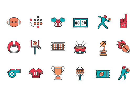 Colorful Football Sport Championship Illustration Set