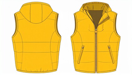 Vest Mockup for Product Design - Work Attire Template for Logo Placement and Branding - Print Technical Outline for Corporate Merchandise