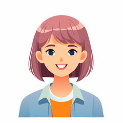 Engaging vector avatar of a cheerful young woman with a friendly smile and warm expression, ideal for user profiles, digital communication, and positive brand representation
