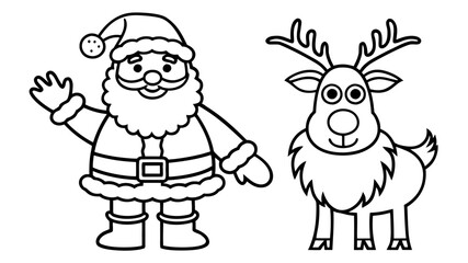 Santa Claus with Reindeer Cartoon Holiday Illustration