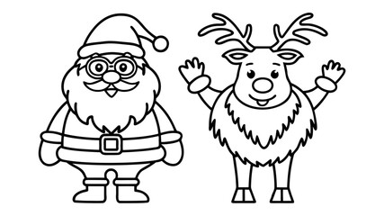 Cute Santa Claus and a Reindeer character with a festive Christmas theme, ready for holiday fun and winter celebrations
