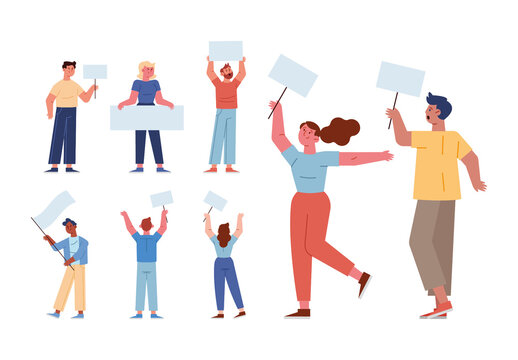 Colorful People Democracy Activists Illustration Set