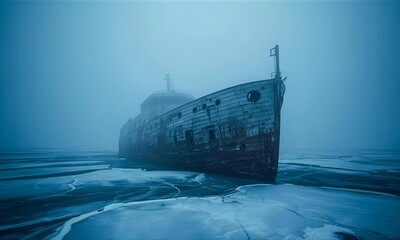 Ghost Ship in Arctic Fog