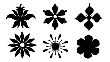 Elegant Floral Silhouettes A Collection of Decorative Blossom Motifs and Ornamental Flower Icons