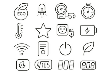 Fototapeta premium Control energy temperature power icon mode icons leaf efficiency eco vector timer