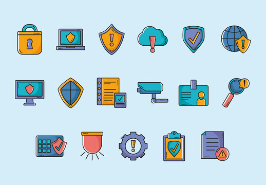 Colorful Cyber Security Privacy Illustration Set