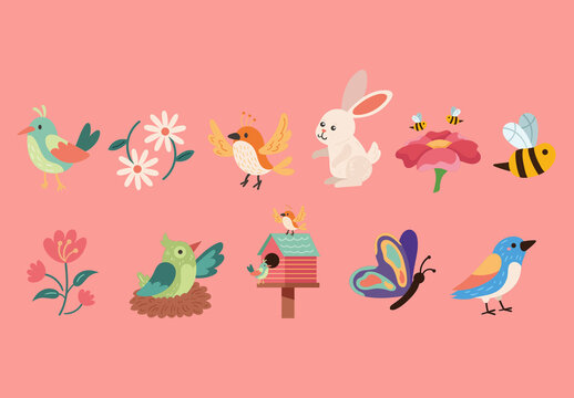 Spring Illustration Set