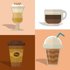 Set of coffee cups and takeaway coffee vector illustration