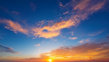 Beautiful Luxury Soft Gradient Orange Gold Clouds And Sunlight On The Blue Sky Perfect For The Background Take In Everning Twilight Large Size High Definition Landscape Photo