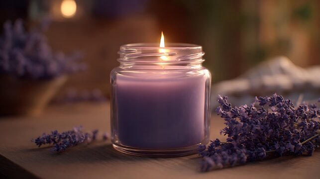 lavender bath salt and candles - Powered by Adobe