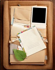 scrapbook with a piece of blank paper and pattern papers 
