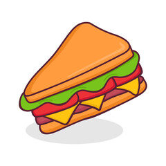 Sandwich cartoon vector illustration. Clipart icon