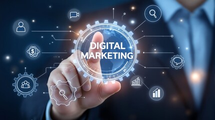 Fototapeta premium Digital marketing strategy and automation solutions for business growth and online advertising success