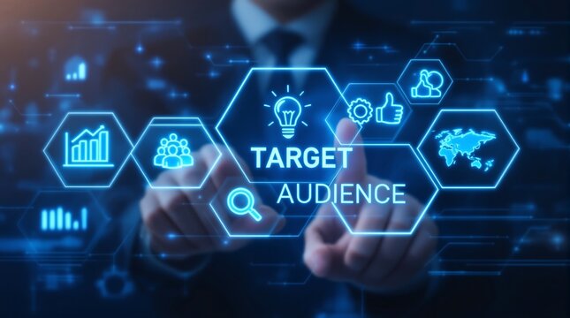 Target audience marketing strategy and business growth concept for digital marketing planning tools