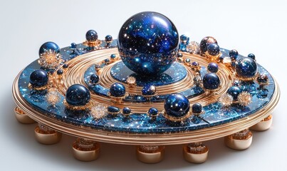 A detailed, ornate, cosmic-themed decorative piece