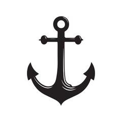 Black Silhouette of a Classic Anchor with White Background