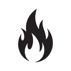 Black Flame Silhouette Icon on White Background