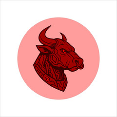 Cyberpunk bull head hand drawn illustration artwork