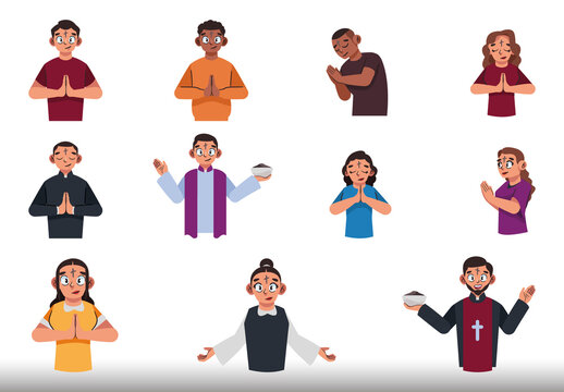 Colorful Ash Wednesday Religion Christian Illustration Set