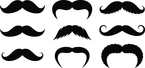 Assorted mustache collection illustration for graphic design and creative projects