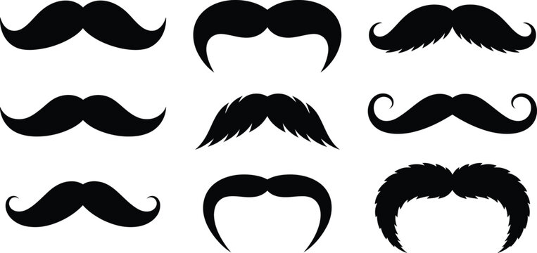Assorted mustache collection illustration for graphic design and creative projects