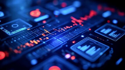 Futuristic digital interface showcasing data visualization with vibrant colors and dynamic elements - Powered by Adobe