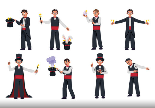 Colorful International Magicians Day Illustration Set