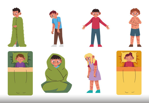 Colorful Kawasaki Disease Children Illustrations Set