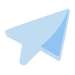 Light blue paper airplane icon isolated on transparent background