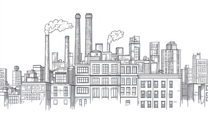 Urban industrial landscape sketch