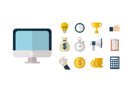 Colorful Productivity Business Finance Illustration Set