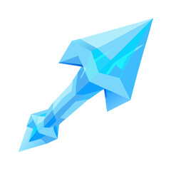 Stylized blue ice spear weapon isolated on transparent background