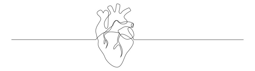 Single Line Art of Human Heart on Line