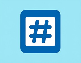 Obraz premium Blue hashtag icon on light blue background