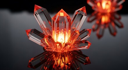 Glowing Red Crystal Lotus Flower Lamp Decoration.