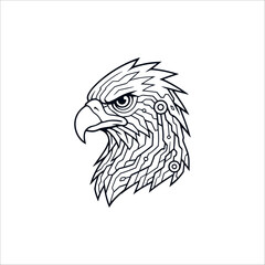 Cyberpunk Eagle head hand drawn illustration artwork	