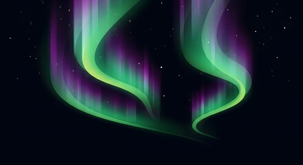 Abstract Aurora Borealis Waves with Stars on Dark Background