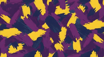 Abstract Brushstrokes Background in Purple, Yellow, and Dark Blue
