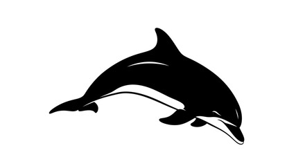 Naklejka premium Silhouette of a dolphin leaping out of water.