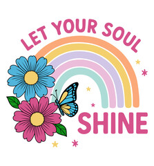 rainbow flower shine inspirational vector t shirt design