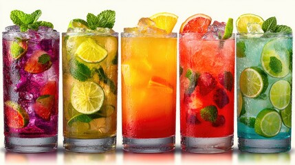 Purple Summer Cocktail with Strawberries, Lime and Mint
