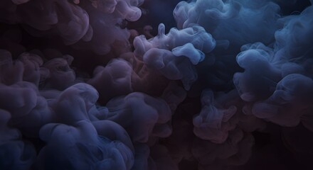 Abstract Swirls of Smoke and Ink in Dark Purple and Blue Tones