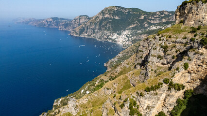 Positano, Campania, Italy, Amalfi Coast, Path of the Gods, aerial view