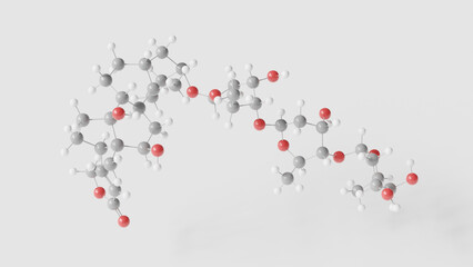 digoxin molecule 3d, molecular structure, ball and stick model, structural chemical formula antiarrhythmic agent