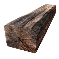 Fototapeta premium Png of closeup of a weathered wooden beam isolated on transparent background, showcasing its texture and rustic charm