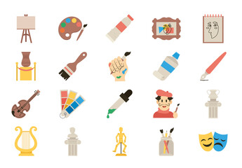 Colorful Art Painting Drawing Illustrations Set